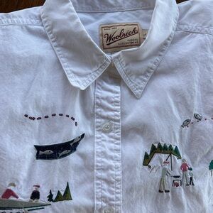 Vintage Woolrich Oxford Storytelling Shirt Camping Horseback Riding Size Large
